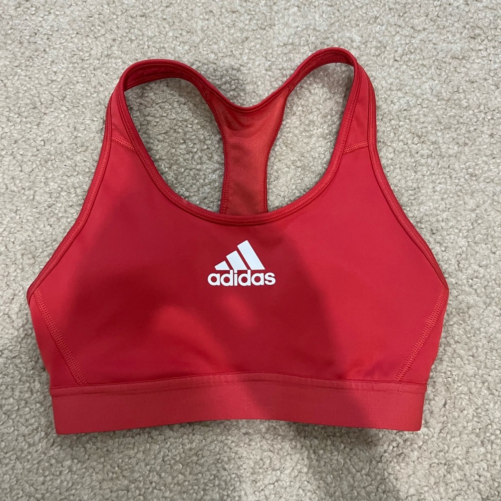 Adidas red sports bra size S
